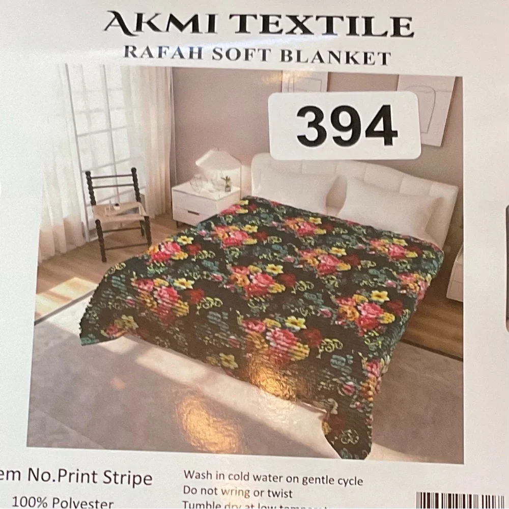 AXMI Textile Rafah Soft Floral Multicolor Blanket Vintage Peonies King size